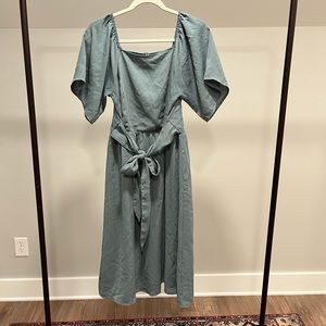 ROOLEE bluish grayish dress , size small, never worn, belt attached